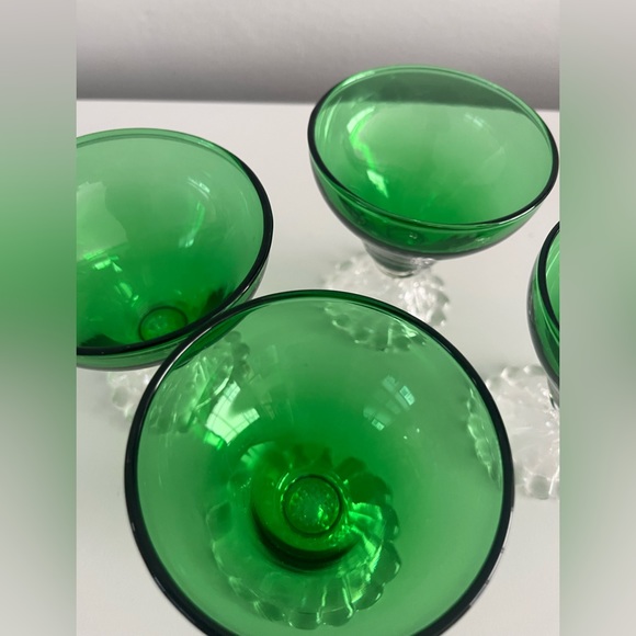 Vintage Anchor Hocking Green Burple Boopie Clear Foot Champagne Sherbet Glass se - Picture 8 of 10